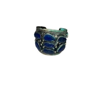 Iris Apfel & Bajalia Afghan Lapis Lazuli Bracelet Vintage Silver Statement